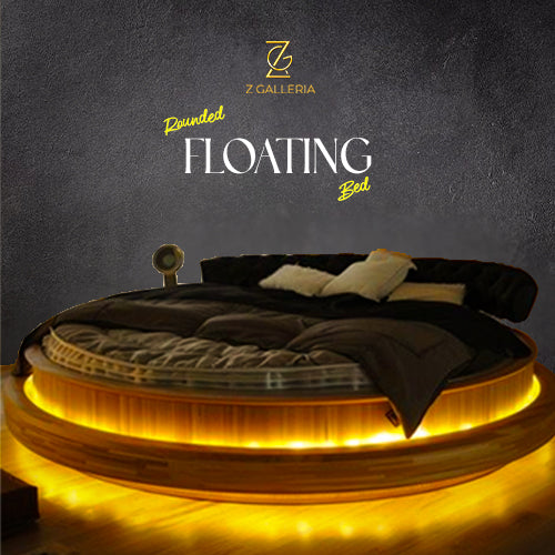 Rounded Floating Bed with LED Lights by Z Galleria