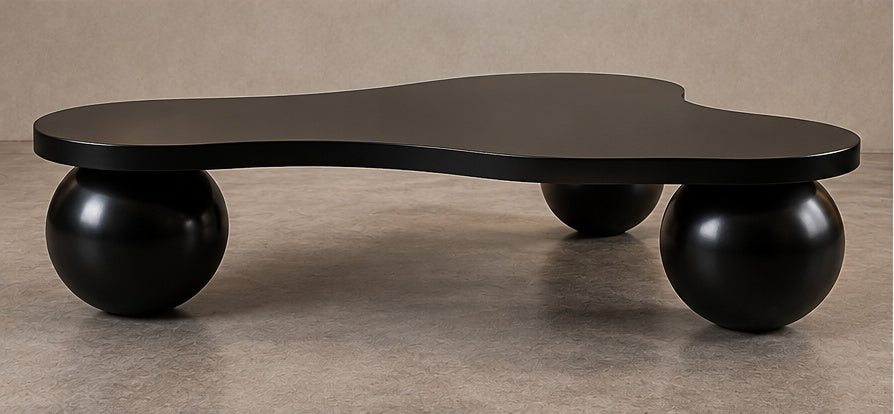 Selene Curve Sofa Set sculptural black centre table side view by Z Galleria