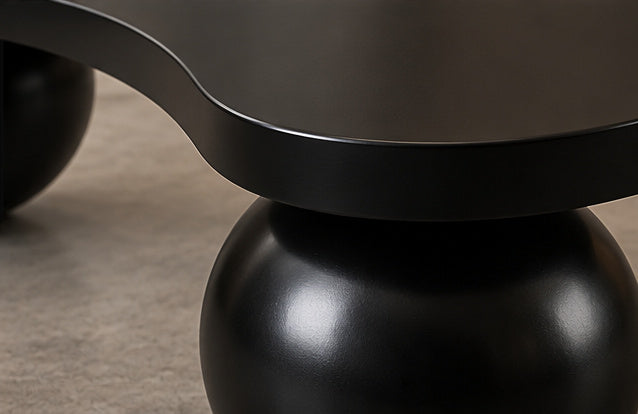 Selene Curve Sofa Set centre table sculptural pedestal and curved edge detail by Z Galleria