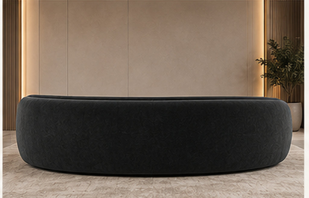 Selene Curve Sofa rear view showing seamless upholstered curved back by Z Galleria