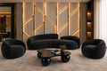 Selene Curve Sofa Set with four-seater curved sofa, two single chairs and sculptural black centre table by Z Galleria