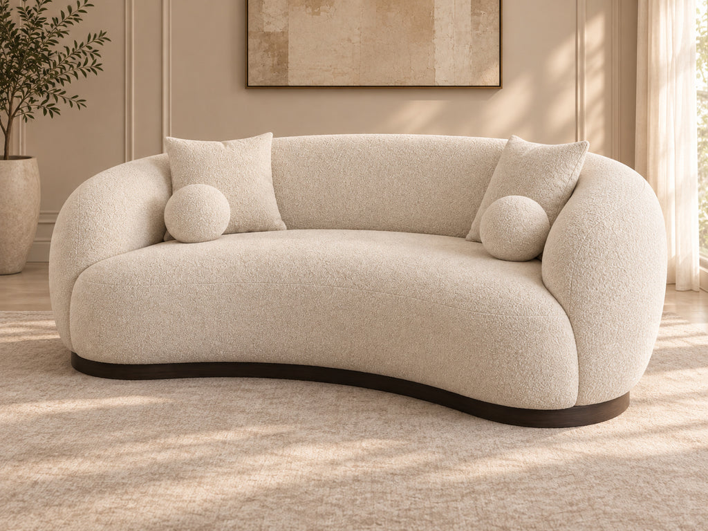 Seren Arc Sofa Set two-seater curved sofa three-quarter view by Z Galleria