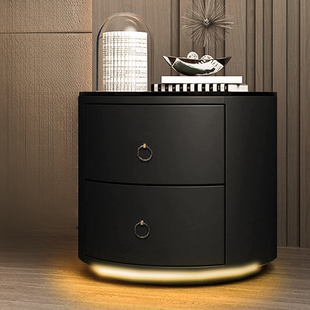Rounded Floating Bed with LED Lights detail view