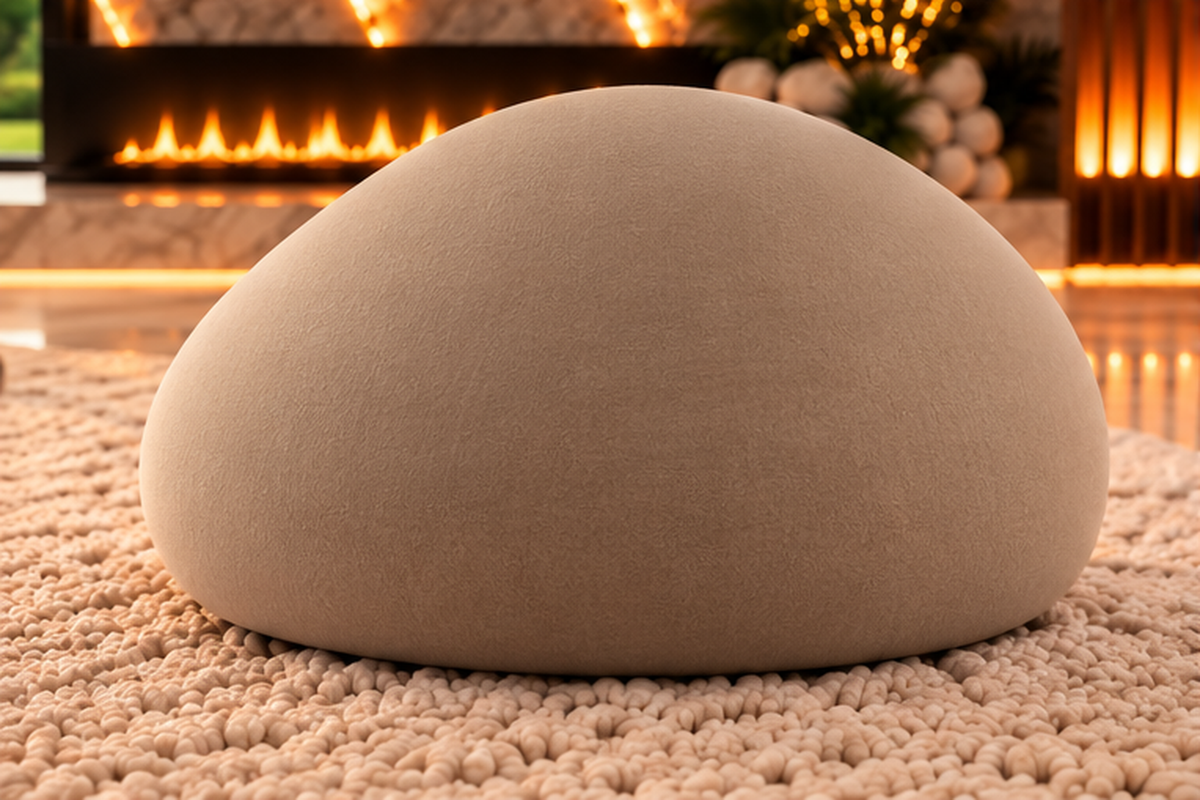 Pebble Pod designer one-seater in premium bouclé upholstery by Z Galleria Lahore