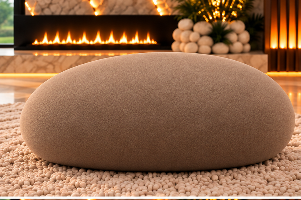 Shell Pod sculptural accent chair front angle in premium bouclé by Z Galleria