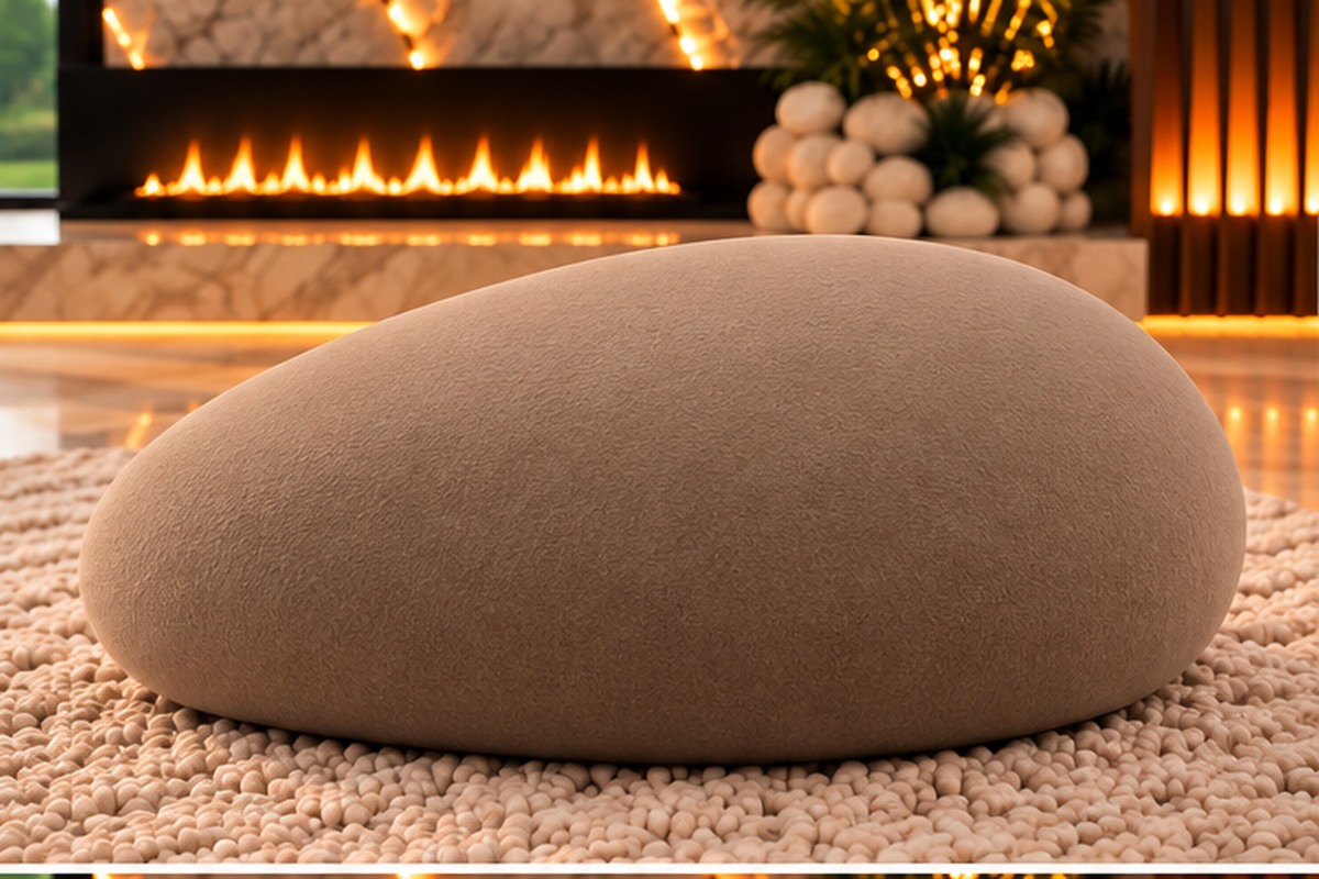Shell Pod designer one-seater in premium taupe bouclé by Z Galleria Lahore