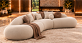 Cove Wave 6-Seater Sofa left-angle view in bouclé upholstery by Z Galleria Lahore